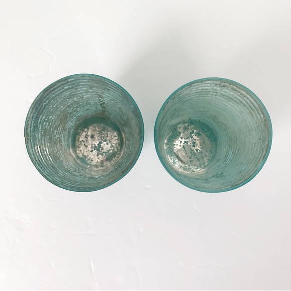 Crate&Barrel Set of Frosted Aqua Votive ~4x4” Mercury Glass Look - Picture 6 of 12